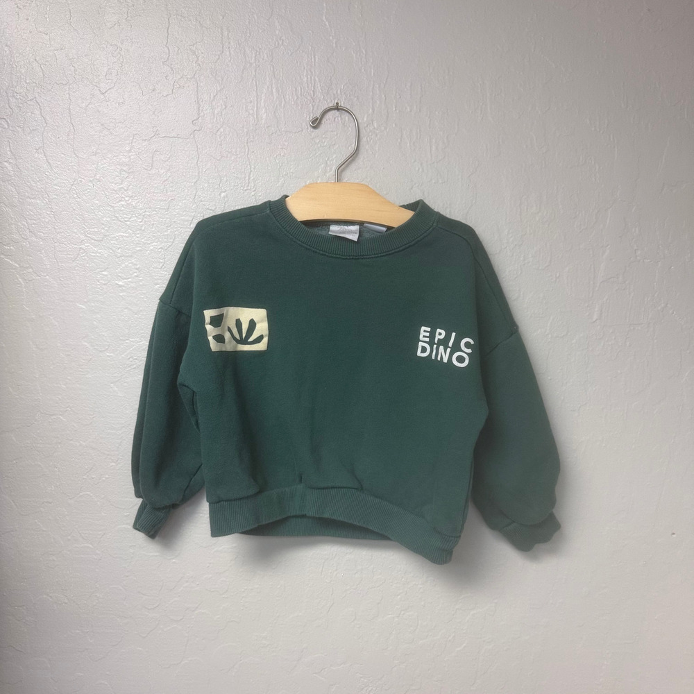 $18 ADD ON zara green dinosaur sweatshirt hanna andersson mini boden kate quinn‎